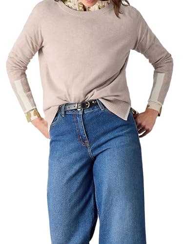 Image of White Stuff Ladies Olive Green Pullover - Casual Basic Sweater for Any Occasion - LGT NAT - Size 14