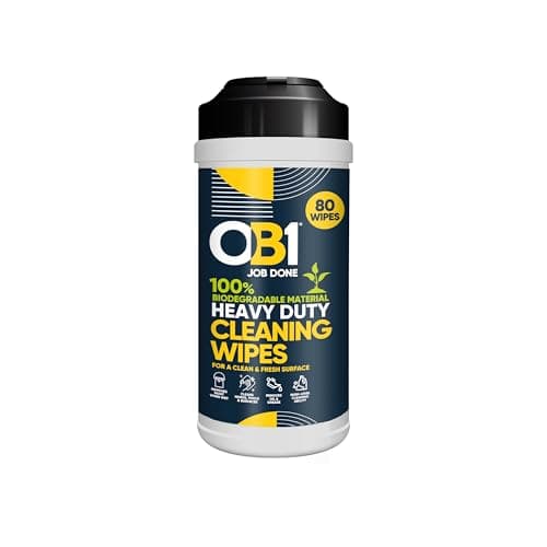 Image of OB1 Heavy Duty Biodegradable Cleaning Wipes – 80 Wipes for Hands, Tools & Surfaces – Removes Grease, Grime, Oil, Paint & Adhesive