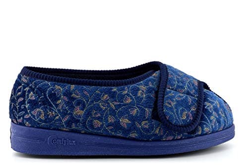 Image of HELEN Superwide Velcro® Slipper - Blueberry Floral - Blueberry Floral - size UK Ladies Size 7