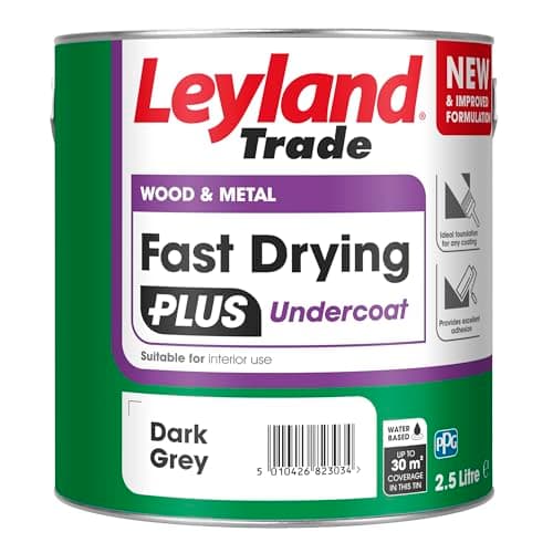 Image of Leyland Trade – Wood & Metal - Fast Drying Plus - Undercoat - Dark Grey - Ideal Foundation Coating – Excellent Adhesion - 2.5L