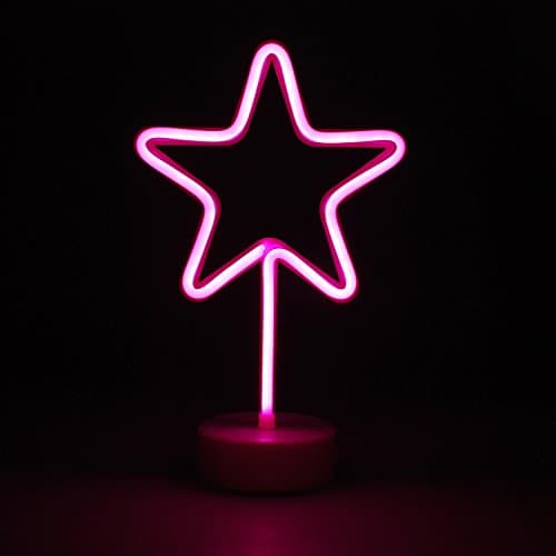 Image of simpa LED Novelty Neon Light - STAR PINK - Choose from various designs & colours - Ideal for your home, office desk or as a gift - USB power cable included. Uses 3 x AA Batteries Not Supplied