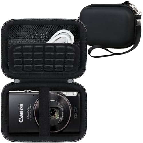 Image of RAIALL Carrying Case for Canon IXUS 185/285/Sony Cybershot DSC-W830/ for VAHOIALD/for Taichaeu/for Fleafer Digital Camera, Vlogging Camera Hard Travel Bag, Mesh Pocket for Battery and USB Cable, Black