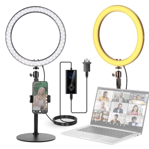 Image of NEEWER 12" 24W High Power Desk Ring Light with Stand/Phone Holder, LED Selfie Video Conference Lighting for iPhone Streaming Makeup Vlog Recording Laptop Computer Webcam Zoom Call Podcast, RH12B