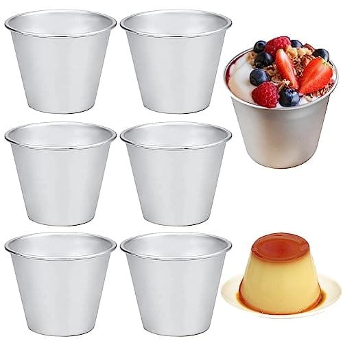 Image of Pudding Moulds, Aluminum Dariole Moulds, Non-Stick Muffin Tins Individual Baking Cups, Mini Pudding Basins Egg Tart Cupcake Moulds (6)