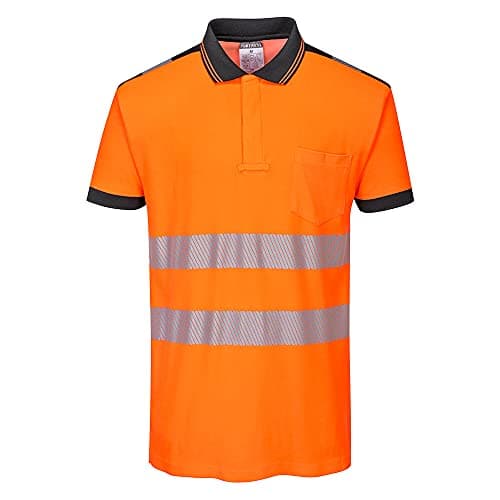 Image of Portwest PW3 Hi-Vis Polo Shirt S/S, Size: S, Colour: Orange/Black, T180OBRS