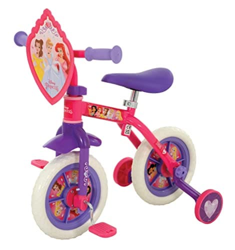 Image of Disney Princess 2-In-1 Training Toddler Bike - Convertible Training & Balance Bike for 2+ Years Girls & Boys with Removable Pedals & Stabilisers - Adjustable 10 Inches Bikes for Kids