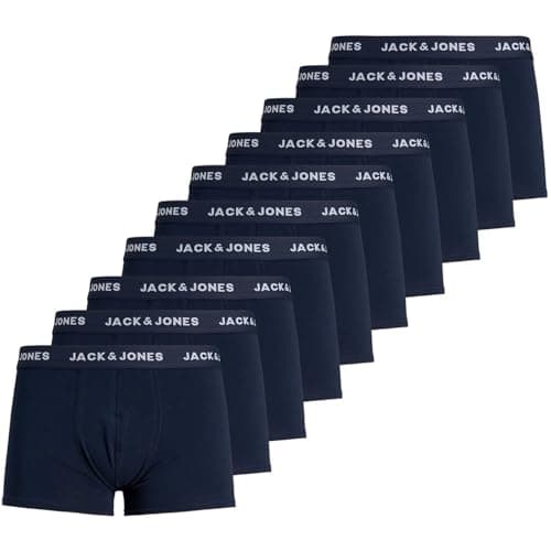 Image of JACK & JONES Mens Solid 10 Pack Boxer Trunks Navy Blazer L
