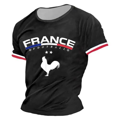 Image of French Short Sleeve T-Shirt: Soft, breathable casual shirt for comfort and style in everyday life., black, S