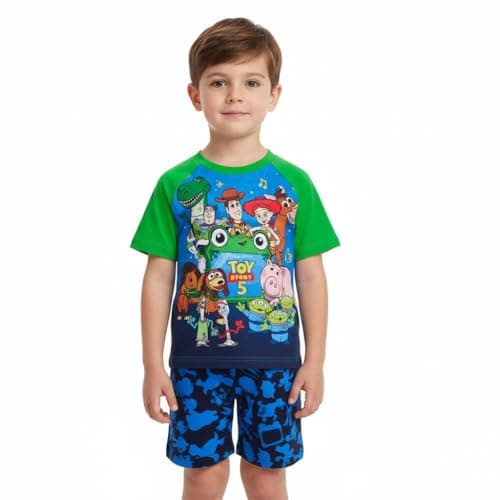 Image of Disney Toy Story Boys Pyjamas, Kids Short Summer PJs Set, Buzz Lightyear Woody Rex Toy Story Nightwear Toddler Pyjama Set Ages 18 Months to 7 Years (UK, Age, 6 Years, 7 Years) Blue