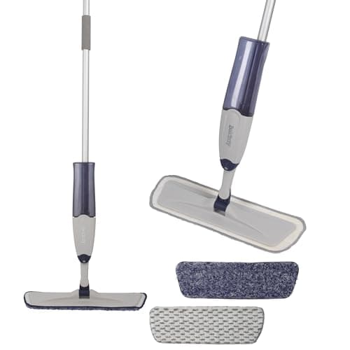 Image of Beldray Deep Clean 2 in 1 Spray Mop – Flat Mop with 180° Swivel Head, Microfibre Pads, Clean & Scrub Pad for Deeper Cleaning, Dust & Polish Pad for Shinier Surfaces, 600ml Water Tank