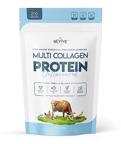 Image of Multi Collagen Protein Powder 400g - Types I, II, III, V & X - Hydrolyzed Grass Fed Bovine, Wild Caught Fish, & Free-Range Chicken & Eggshell Collagen by Revive Naturals