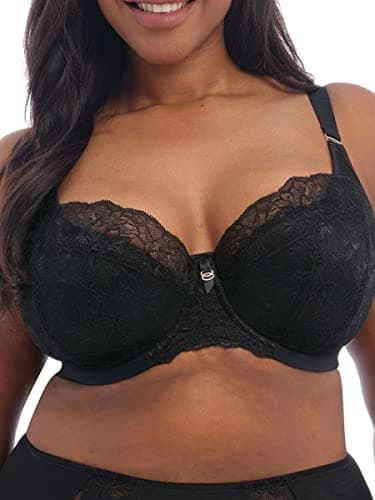 Image of Elomi Women's Brianna Underwire Padded Half-Cup Bra Plunge, Black, 42GG US