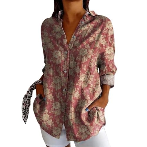 Image of Generisch T shirt Women New Long Printed Casual Lapel Shirt for Women, Multicoloured, 3XL