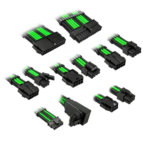 Image of Kolink Core Pro Braided Cable Extension Kit 12V-2x6 Typ 2 - Venom Green