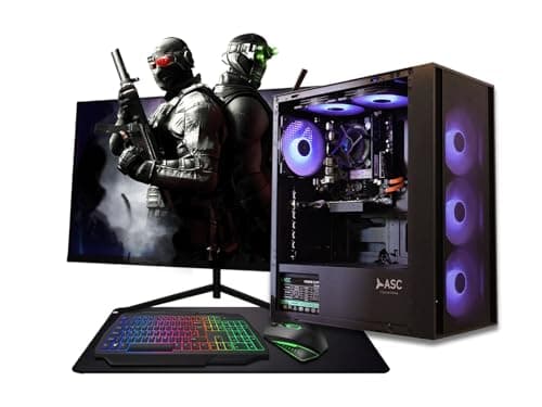 Image of ASC Intel Core i7 Gaming Tower • GT1030 2GB Graphics Card • 16GB RAM • 256GB SSD+1TB HDD • 500W 80+ PSU • black 6 Fan RGB Gaming Case • WIFI • Windows 11 • 22" Monitor Bundle