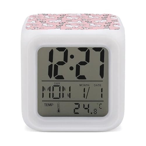 Image of Kids Alarm Clock,Cute Llamas And Cactuses7 Color Night Light Digital Alarm Clock Wake Up Clock for Bedroom,Office and Home Decor