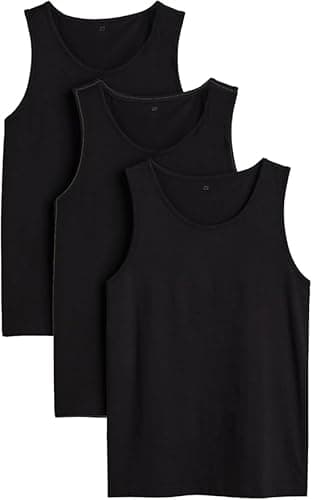 Image of COSHAL® 3 Vest Men's Black Sleeveless Vest 100% Cotton Mens Tops Summer Tank Top for Gym Workout Men Tshirt Everyday Athletic Wear Running Undershirt Multipack Vest's Black XL