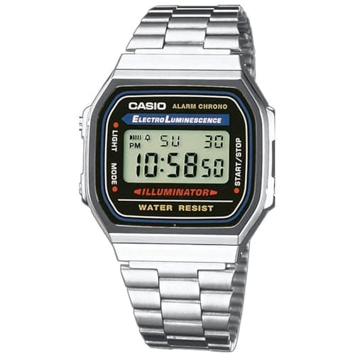 Image of Casio Unisex Digital Watch with Stainless Steel Bracelet A168WA-1W