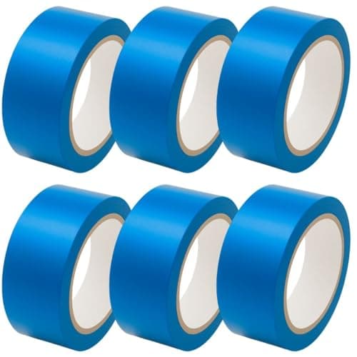 Image of GTSE 50mm x 33m, Blue, PVC Vinyl Floor Tape, 6 Rolls, Safety Marking Tape, 0.15mm Thick, Suitable for Dance Floors, Gyms, Warehouse, Sports Industry