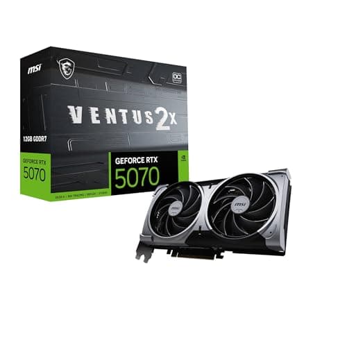 Image of MSI GeForce RTX 5070 12G VENTUS 2X OC Graphics Card - RTX 5070 GPU, 12GB GDDR7 (28Gbps/192-bit), PCIe 5.0 - Dual Fan Thermal Design (2 x TORX FAN 5.0) - HDMI 2.1b, DisplayPort 2.1b