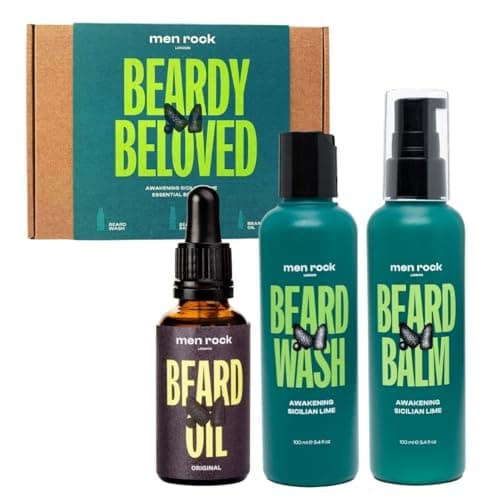 Image of Men Rock Lime Beard Grooming Kit for Men – Awakening Beard Care Kit with Beard Balm, Beard Shampoo & Beard Oil – Nourishing Beard Conditioner, Beard Moisturiser & Beard Softener for Men’s Beard