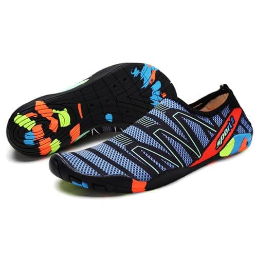Image of Water Shoes Women Men Quick-Dry Barefoot Beach Swim Shoes Non-Slip Aqua Socks for Water Aerobics Sport Surfing Diving Garden Pool(#0 Navy Blue, 7 UK)