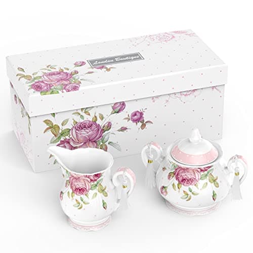 Image of London Boutique Large Teapot Milk Jug Sugar Bowl Afternoon Tea Set Teapots Set New Bone China Vintage Flora Gift Box 1300ml (Milk Jug Sugar Bowl)