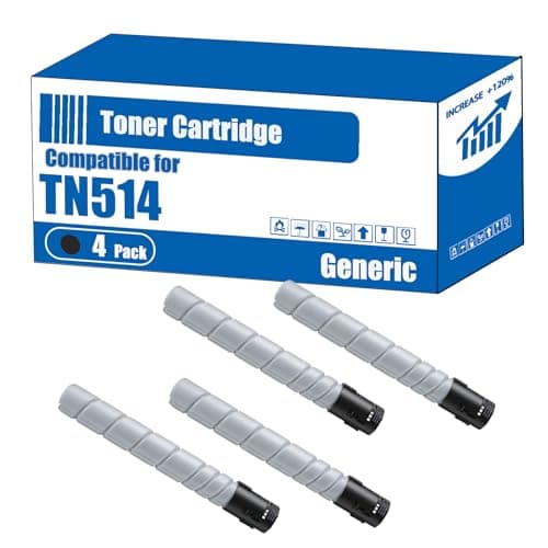 Image of TOEPPEX Compatible for Konica Minolta TN514 TN-514 Toner Cartridge Bizhub C658 C458 C558 Printers, High Yield 28000 Pages, Accurate Imaging Rich Colors (4 Pack Black)