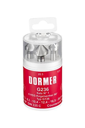 Image of Dormer G2361 HSS High Speed Steel Countersink with 90 Degrees Angle, Set of 6 pcs, Various Shapes