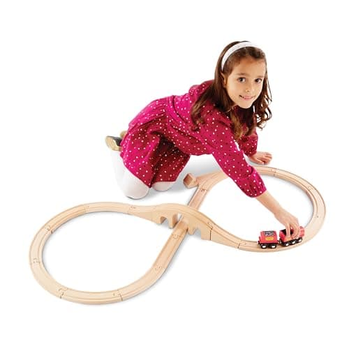 Image of Melissa & Doug Classic Wooden Figure Eight Train Set (22 pcs)