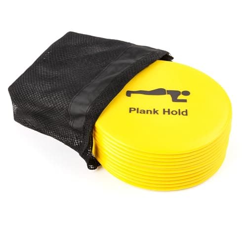 Image of Fitness Health Flat Set of 10 Workout Round Disc Markers - Strong, Durable & Thick Rubber Discs - 21cm Discs - Non-Slip Exercise Fun Spot Markers For Outdoor, Indoor Use for Hard, Soft Surfaces