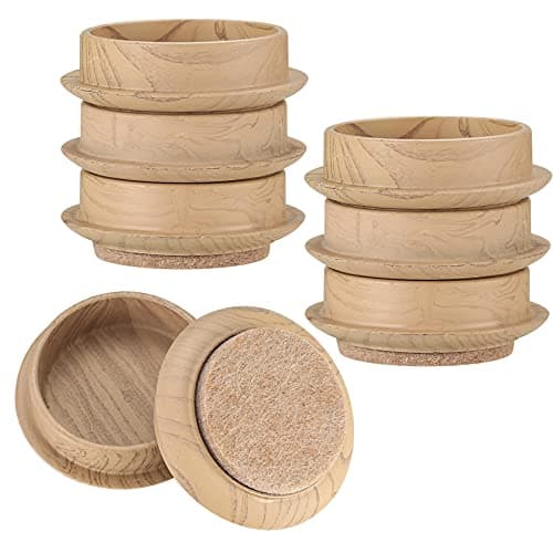Image of 8 Pieces Felt Floor Cups, 4.5 cm/1.77 inch Round Furniture Felt Pads, Castor Cups, Non Slip Floor Protectors for Chair Table Furniture Legs Feet Wood Floor