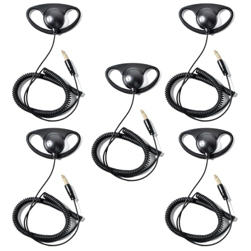 Image of HYSHIKRA 1 Pin 3.5mm Jack Headset 180° joint Reception Only Walkie Talkie Earpiece Compatible with Motorola Sepura Rexon Wouxun Kenwood Baofeng Quansheng handheld radios (D Shape, 5)