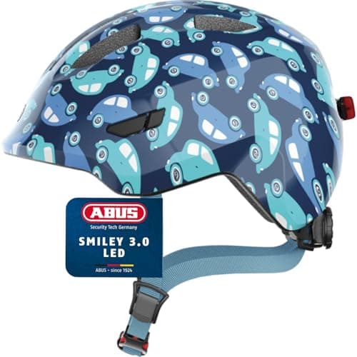 Image of ABUS children's helmet Smiley 3.0 LED - bike helmet with light - deep fit & space for a pigtail - for girls and boys