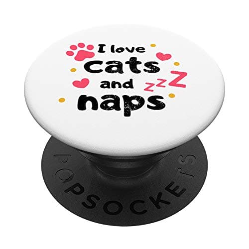 Image of I Love Cats And Naps Cat Paws And Heart Design Pet Owner PopSockets PopGrip: Swappable Grip for Phones & Tablets