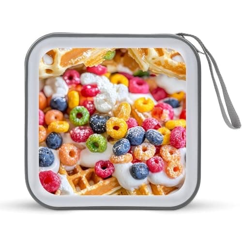 Image of Fruit Loop Waffles1 Funny CD Case 40 Capacity DVD Holder Portable Storage Disc Binder Wallet for Car Home Travel