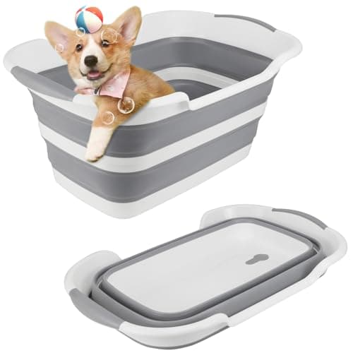 Image of ddLUCK 28L Multi-Functional Collapsible Pet Bathtub with Drainage Hole, Portable Indoor Outdoor Foldable Washing Tub Bathing Tub Small Pets Bathtub for Puppy Small Dogs Cats
