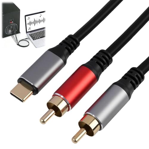 Image of USB C to 2 RCA Cable 1.5M, Type C to RCA Audio Cable Phono Stereo Lead with DAC Digital to Analog Converter for iPhone 15 Pro Max iPad Pro Mini 6 Air Galaxy S24 S23 S22 S21 S20 Speaker Amplifier