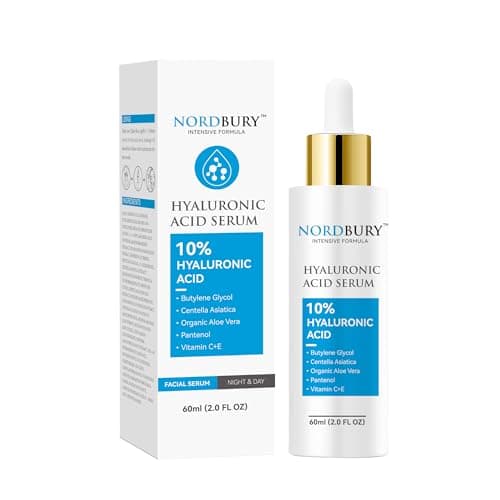 Image of NORDBURY Hyaluronic Acid Serum, 10% Hyaluronic Acid with Vitamin C & E, Aloe Vera, Panthenol, Centella Asiatica, Enhanced Moisturization Hydrating Elasticity and Plump up the Skin Day and Night - 60ml