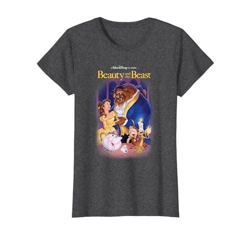 Image of Disney Beauty and the Beast Belle Beast Cover T-Shirt, Women, Dark Heather Grey, Small