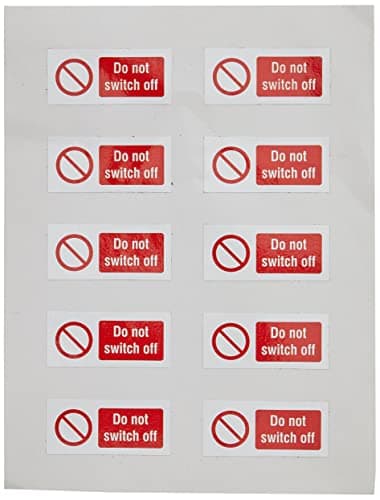 Image of Caledonia Signs 53436 Do not Switch off Labels, 40 mm x 18 mm (Pack of 10)