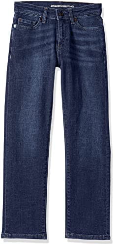 Image of Amazon Essentials Boys' Regular Straight-Fit Jeans, Dark Wash, 10 Years Slim
