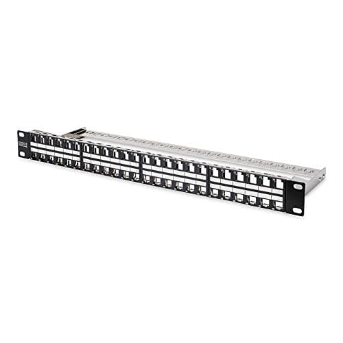 Image of Digitus patch panel - Modular - For Keystone modules - 19-inch - 48-port - Shielded - Rack mount 1U - Black