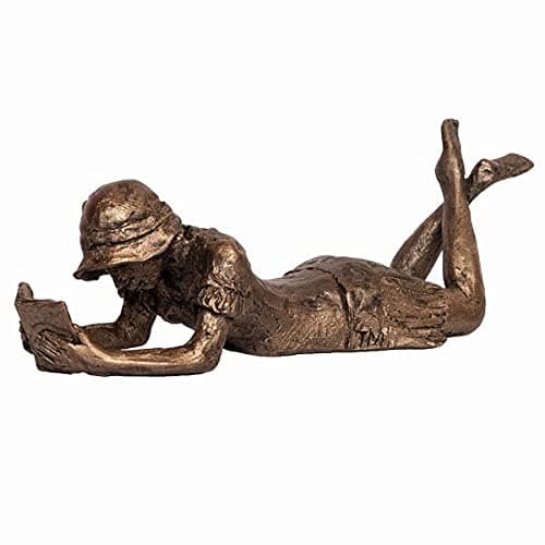 Image of Frith Sculpture Virginia Girl Lying Reading - Small Cold Cast Bronze Figure Ornament