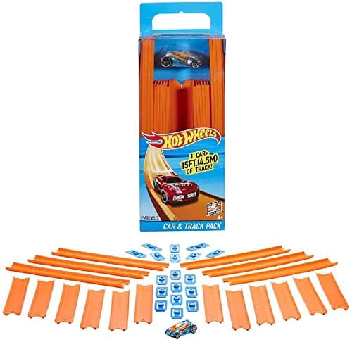 Image of Hot Wheels Track Builder Straight track with Car, Track and track connectors, connect with other Hot Wheels toys, BHT77