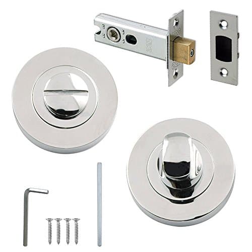 Image of EXCEL Polished Chrome Thumb & Turn Bathroom Door Lock with 64mm Steel Tubular Dead Bolt