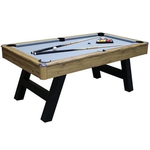 Image of Deluxe 6ft American Pool Table – Oak Wood Grain Finish, Choice of Cloth Colours, Chrome Corners, Full Accessory Set Included (Grey)