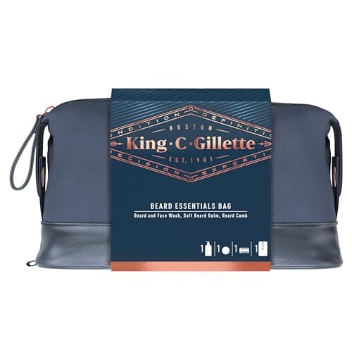 Image of King C. Gillette Beard Grooming Kit for Men, Toiletry Bag, Beard & Face Wash, 350 ml + Beard Balm, 100 ml + Comb, Gifts for Men