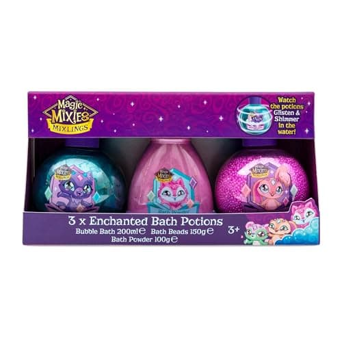 Image of Magic Mixies Mixlings 3 x Enchanted Bath Potions - Children's Bubble Bath, Fizzing Bath Powder & Bath Beads - Kids Bath Time