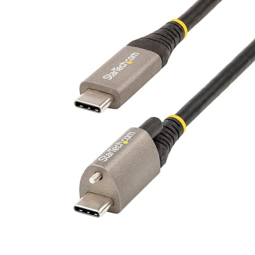 Image of StarTech.com 3ft (1m) Top Screw Locking USB C Cable 10Gbps - USB 3.2 Gen 2 Type-C Cable - 100W (5A) Power Delivery Charging, DP Alt Mode - Single Screw Lock, USB-C Cord Charge/Sync (USB31CCTLKV1M)